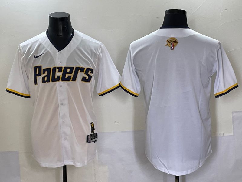 Men 2025 Indiana Pacers Blank White Joint Name NBA Jersey style 13